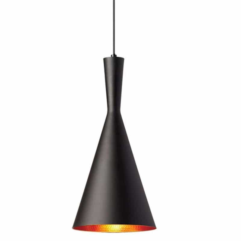 1Lt Incan Pendant Black,Gold Pebbled Interior