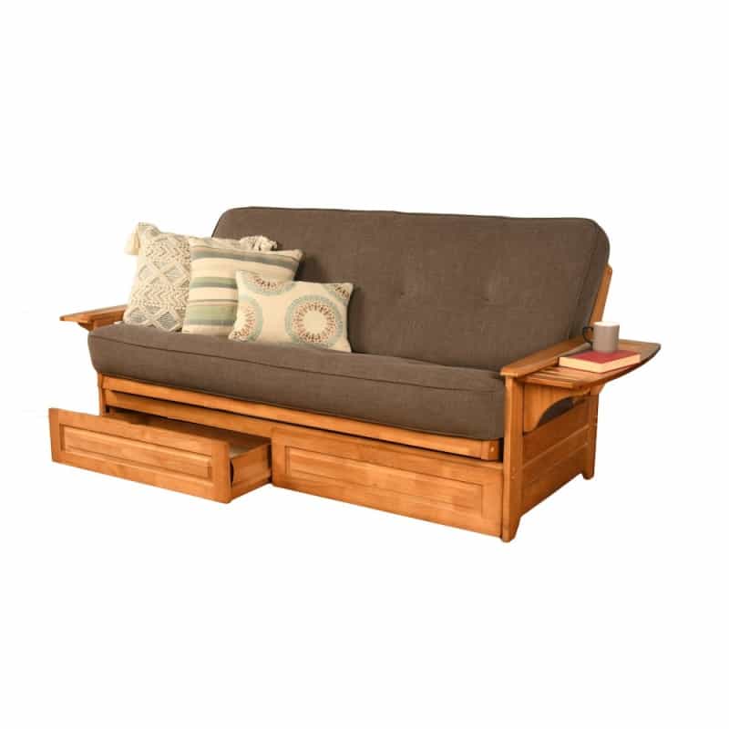 Phoenix Frame-Butternut Finish-Linen Cocoa Mattress-Storage Drawers