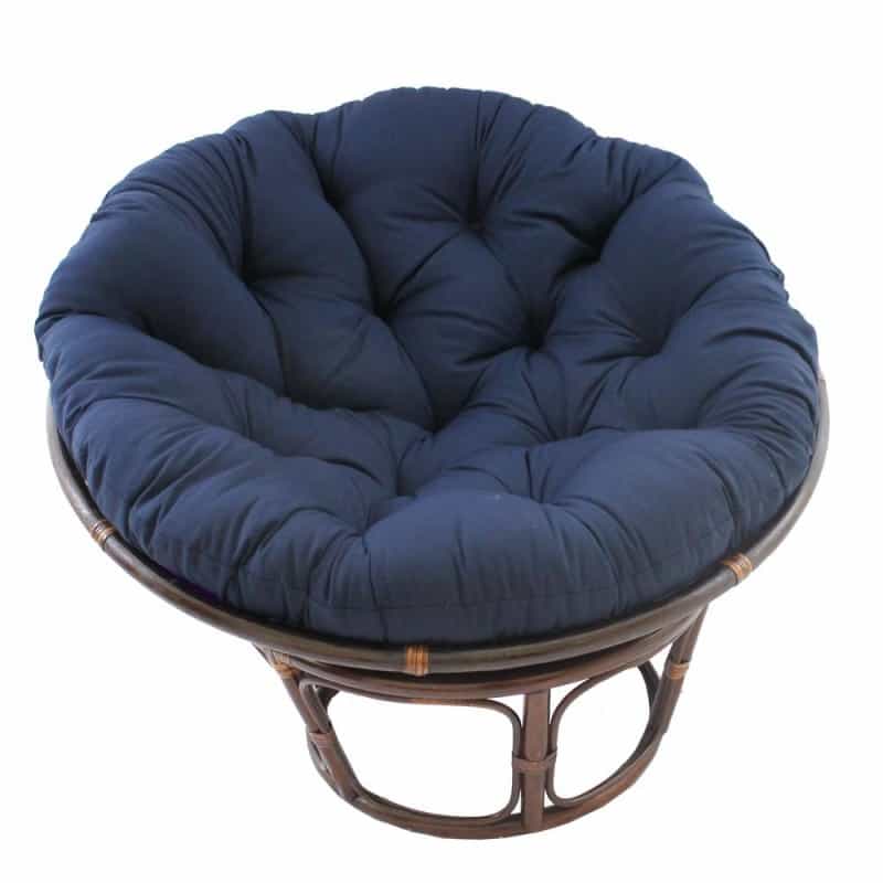 42-Inch Rattan Papasan Chair With Solid Twill Cushion