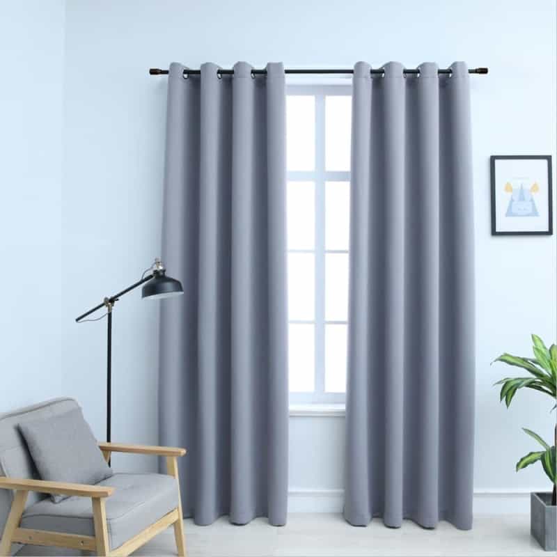 Vidaxl Blackout Curtains With Rings 2 Pcs Gray 54"X84" Fabric, 134850
