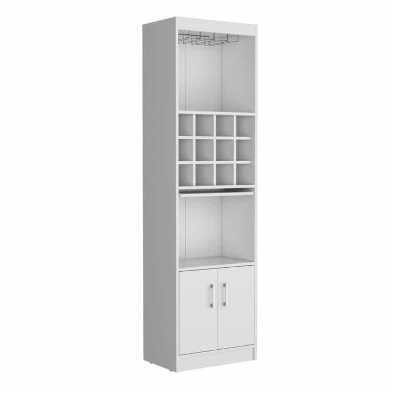 Bar Cabinet 5-Tier, Wine Cabinet, 12 Bottle Cubbies, 5 Shelves, White