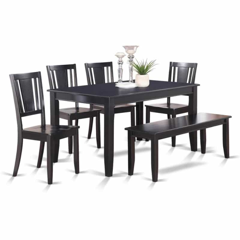 6 Pc Dining Table With Bench-Dining Table And 4 Dining Chairs And Bench