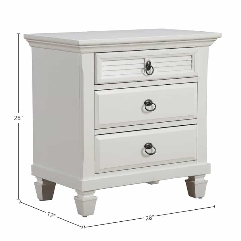 Winchester 3 Drawer Nightstand, White