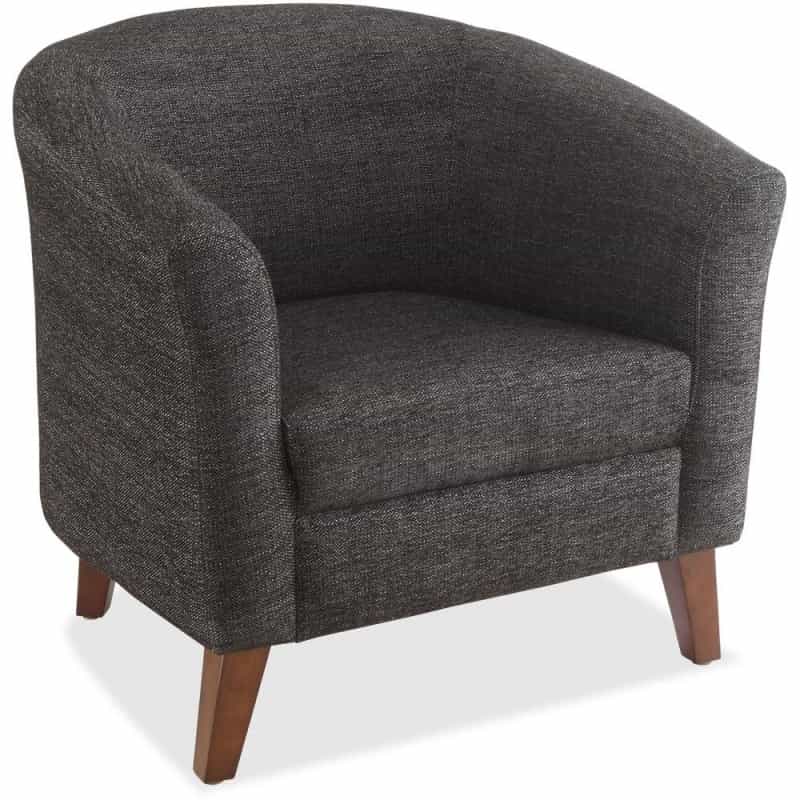 Lorell Barrel Armchair - Black Seat Color - Fabric Seat Material - Black Back Color - Fabric Back Material - Four-Legged Base - 1 Each