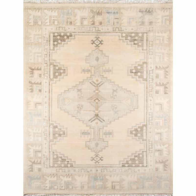Traditional Rectangle Area Rug, Beige, 5'6" X 8'6"