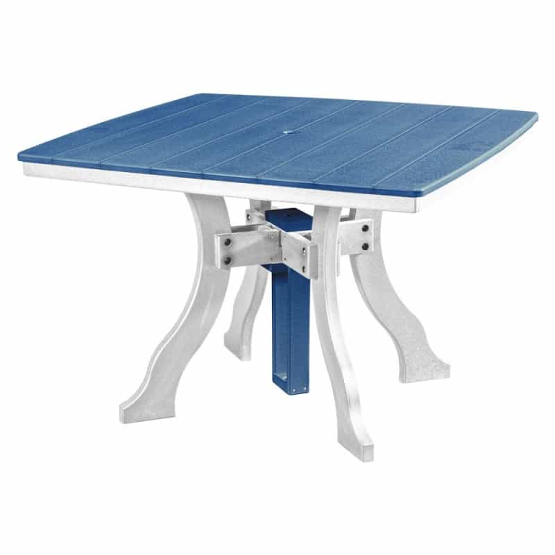 Dining Height Square Table In Blue With A White Base
