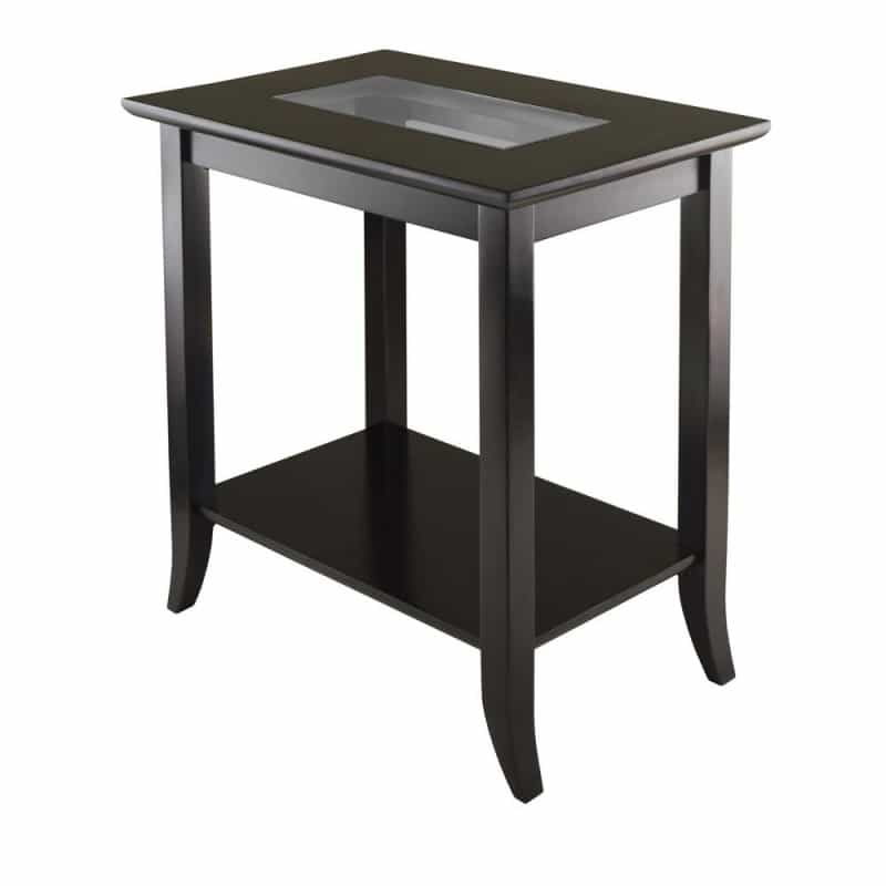 Genoa Rectangular End Table With Glass Top And Shelf