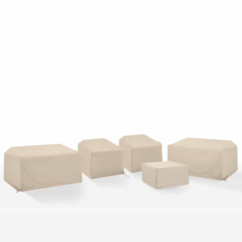 5Pc Outdoor Furniture Cover Set, 2 Loveseats, 2 Chairs, & 1 Square Table/Ottoman