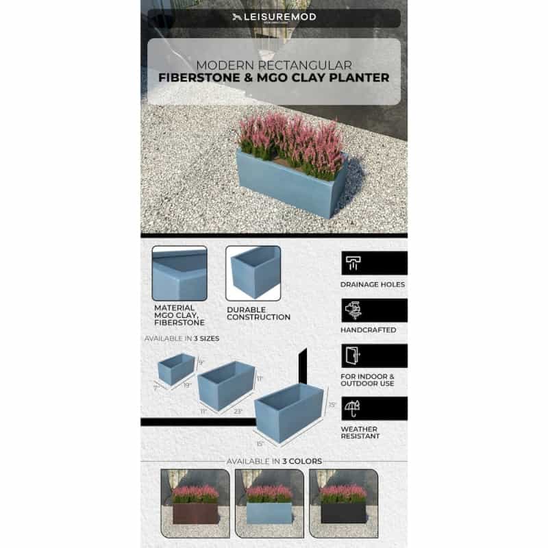 Bloom Series Poly Stone Planter 9" , 19.7" Long In Aged Concrete