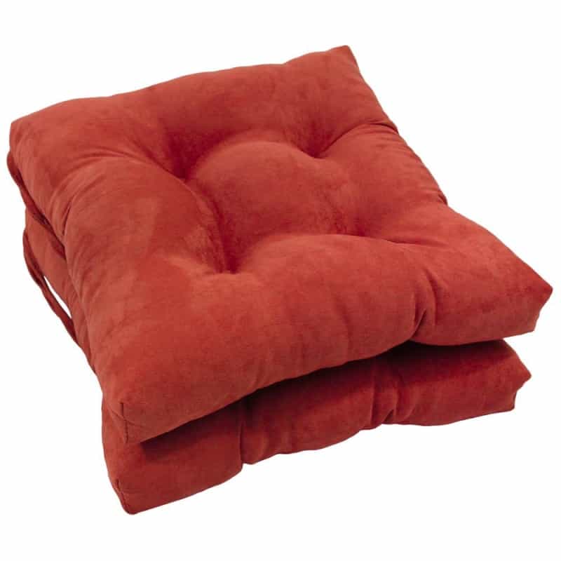 16-Inch Solid Micro Suede Square Tufted Chair Cushions (Set Of 2)