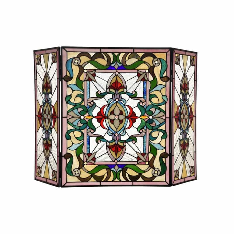 Chloe Lighting Aylee Tiffany-Style 3Pcs Folding Victorian Fireplace Screen 44" Wide