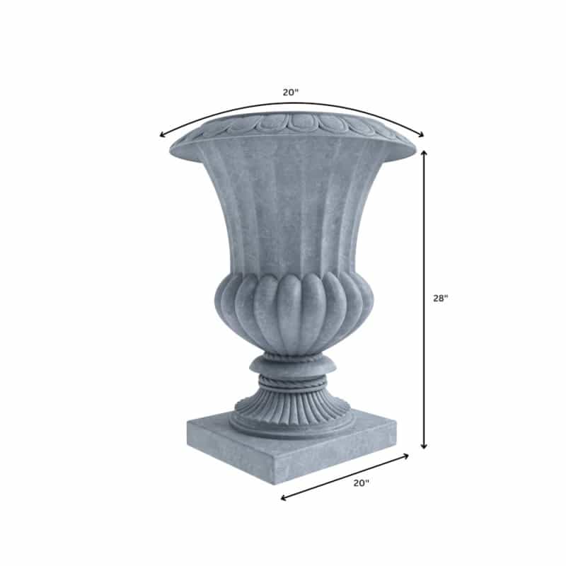 Lotus Series Poly Stone Planter In Aged Concrete, 20 Dia, 28 High