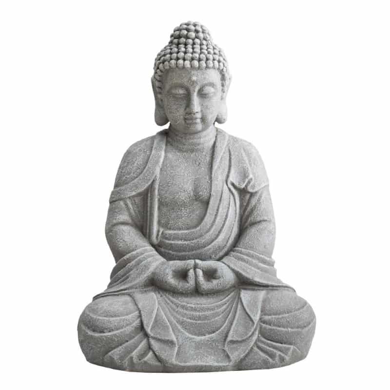 Sunjoy Buddha Statue 20 In. Large Sized Buddha Garden Statue Gray Decorative Outdoor Buddha Statue