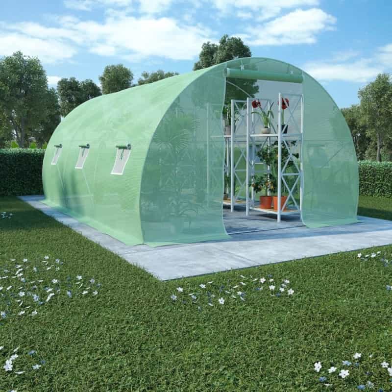 Greenhouse Green Polyethylene Mesh Fabric And Galvanized Steel