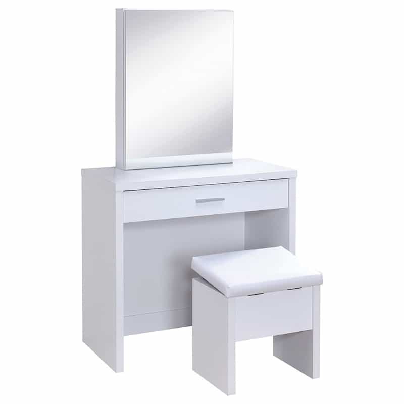 Harvey Vanity Set With Lift-Top Stool White