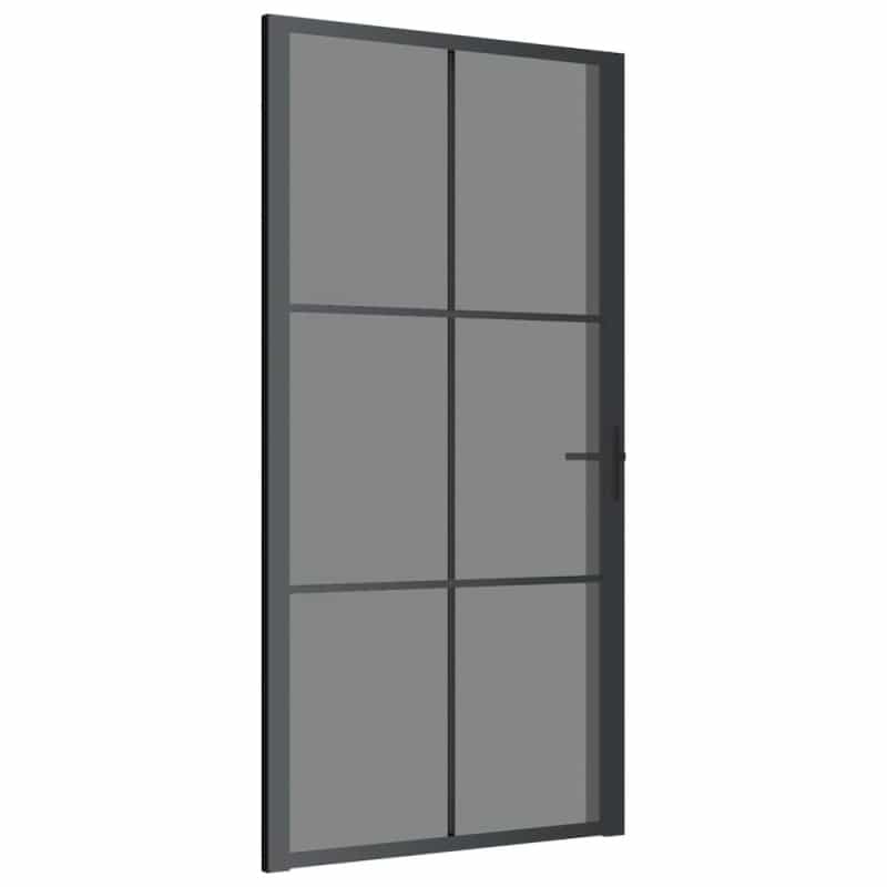 Interior Door 40.4"X79.3" Black Esg Glass And Aluminum