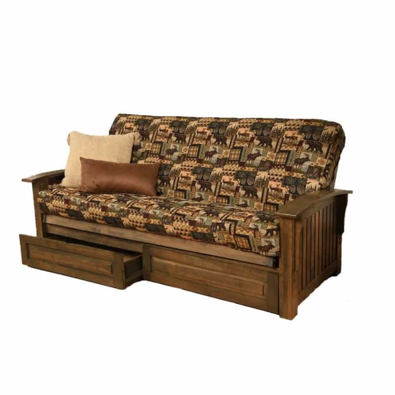 Washington Frame-Rustic Walnut Finish-Peter's Cabin Mattress-Storage Drawers