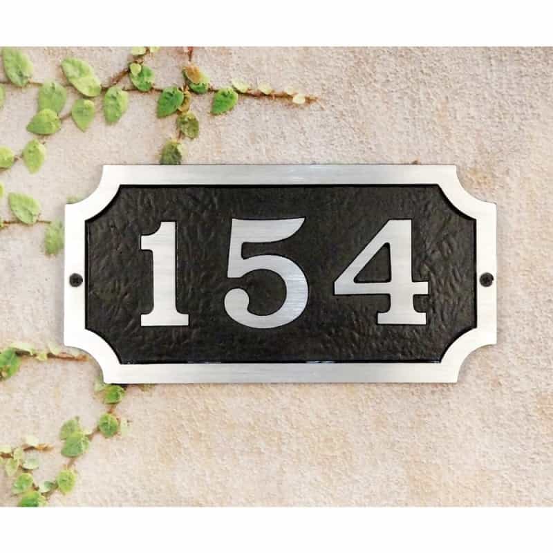 Traditional Cast Aluminum Address Plaque With Brushed Aluminum Numbers