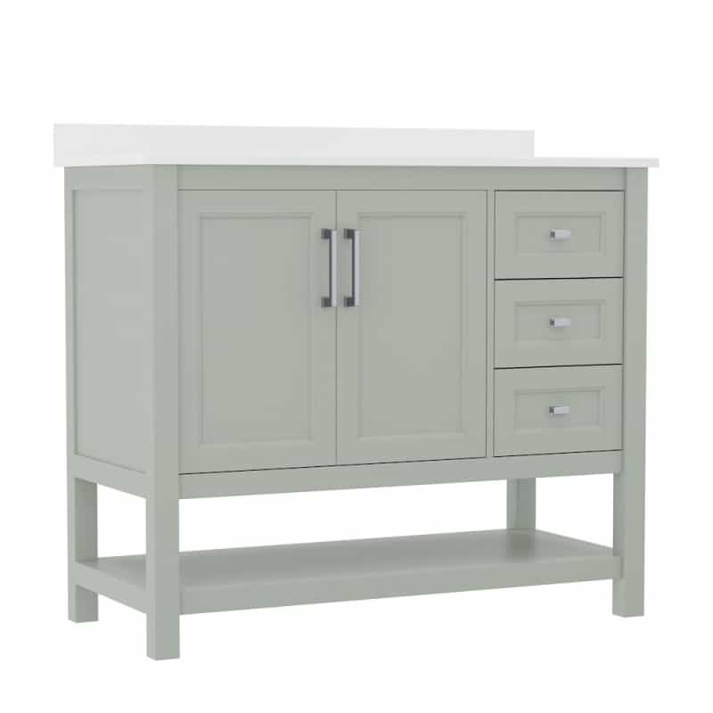 42In Bathroom Vanity With Storage Drawers And Sink Combo, Sage Frame