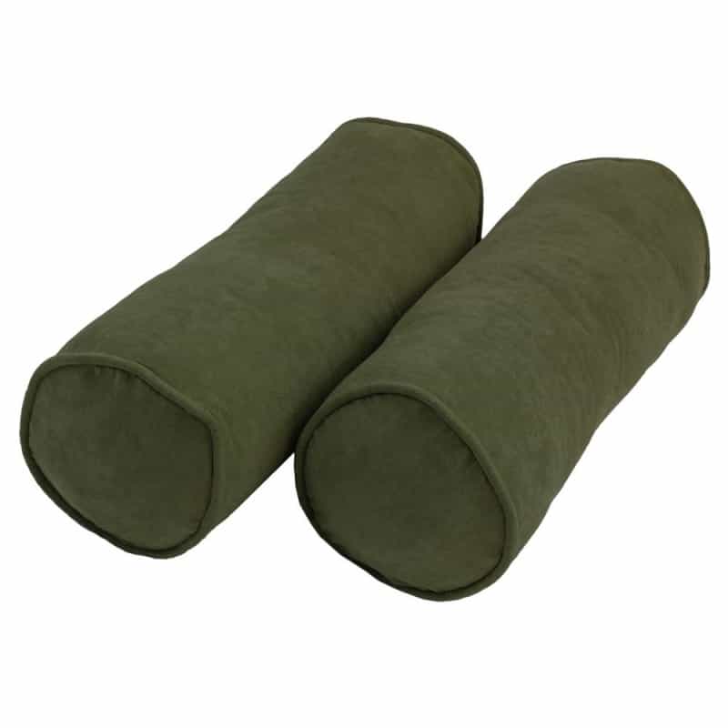20-Inch By 8-Inch Double-Corded Solid Microsuede Bolster Pillows With Inserts (Set Of 2) 9814-Cd-S2-Ms-Hg