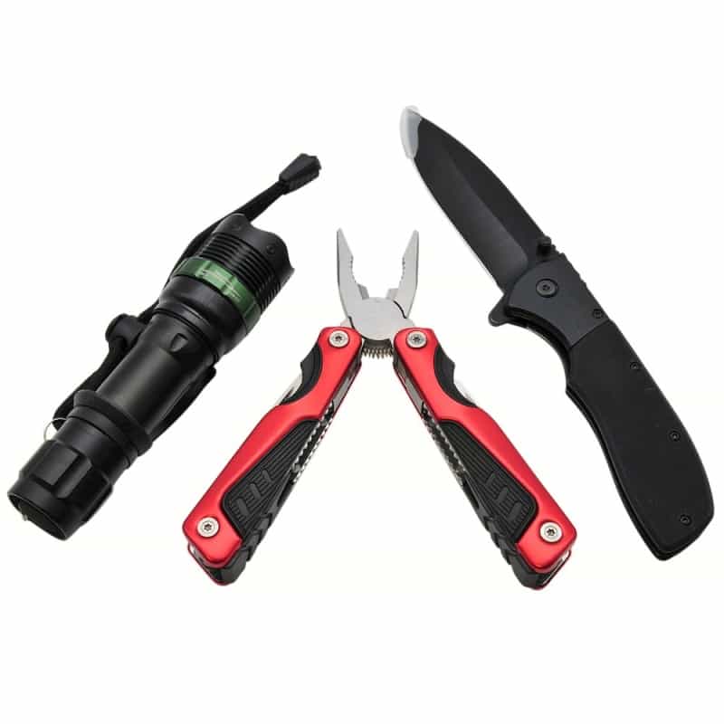 Multi-Tool Pliers Flashlight Pocketknife Tactical Kit, Outdoor Use & Emergencies