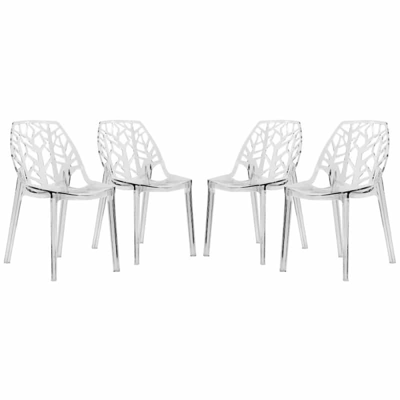 Cornelia Modern Spring Cut-Out Tree Design Stackable Dining Chair