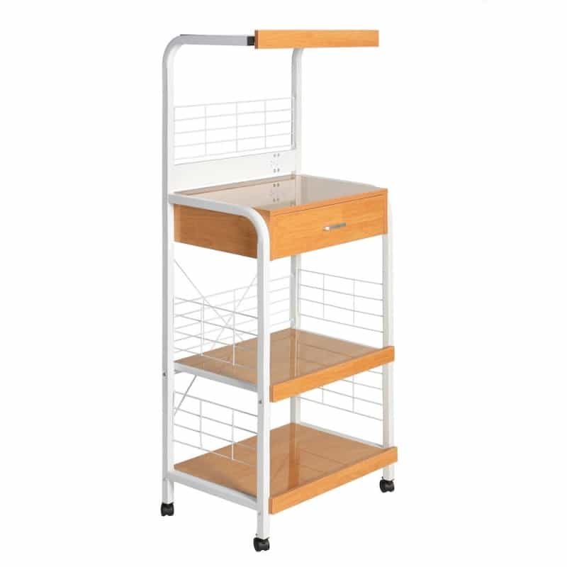 Better Home Products Kristi Metal Frame Microwave Stand With Storage In White