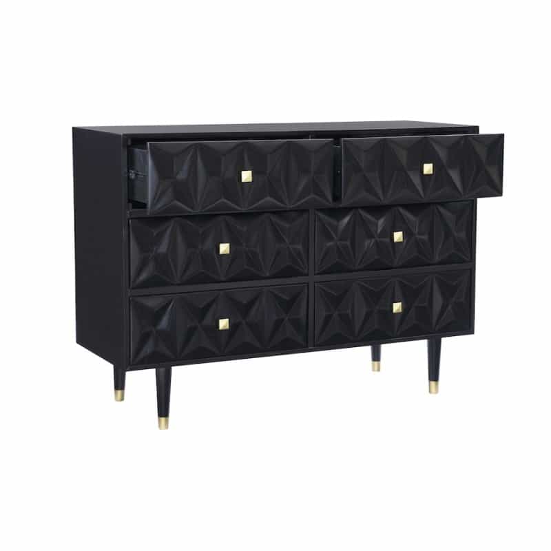 Six Drawer Geo Texture Dresser Black