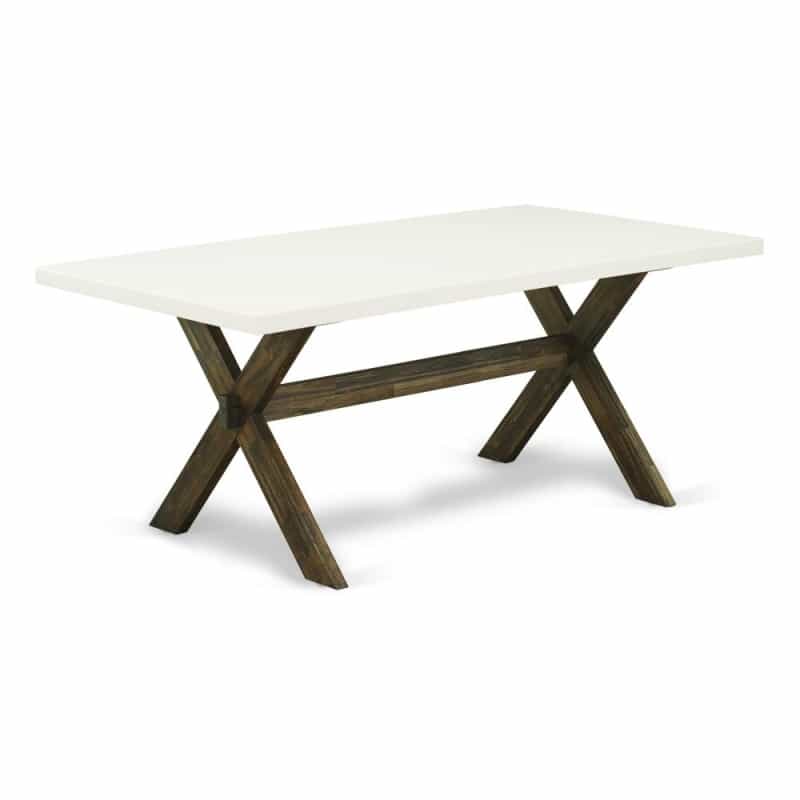 Dining Table Distressed Jacobean & Linen White, Xt727