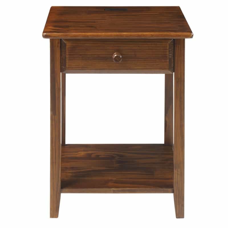 Night Owl Night Stand With Usb Port-Warm Brown