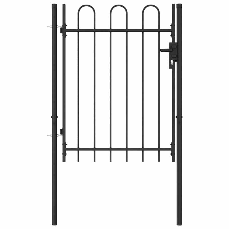 Vidaxl Fence Gate Single Door With Arched Top Steel 3.2'X3.9' Black, 146030