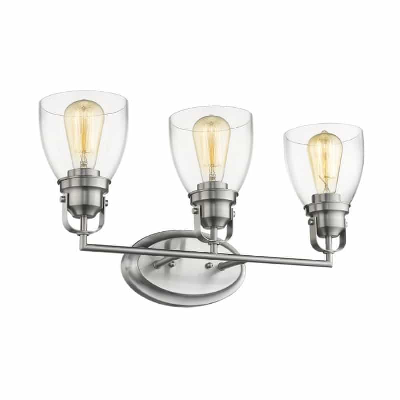 Lily Contemporary 3 Light Brushed Nickel Bath Vanity Light Clear Glass 23" Wide