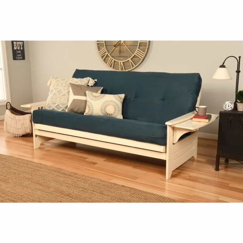 Phoenix Frame-Antique White Finish-Suede Navy Mattress