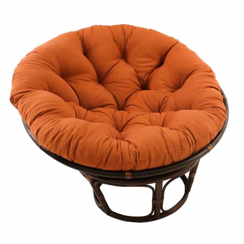 42-Inch Rattan Papasan Chair With Solid Twill Cushion