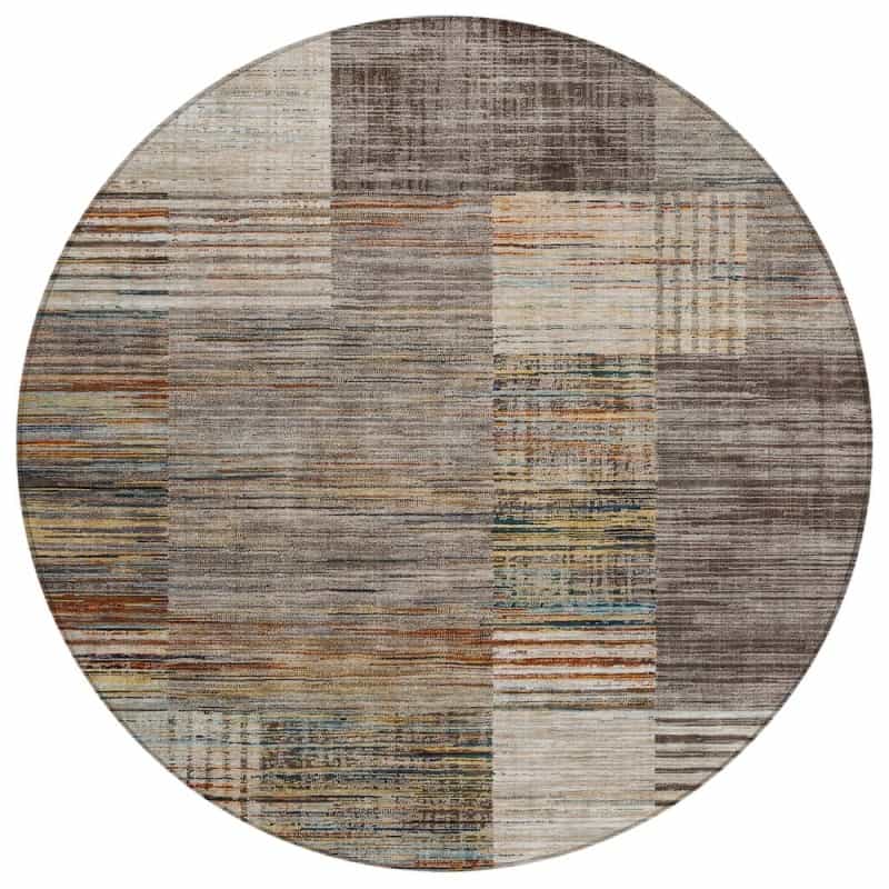 Machine Washable Indoor/Outdoor Chantille Acn2149 Taupe 8' X 8' Round Rug