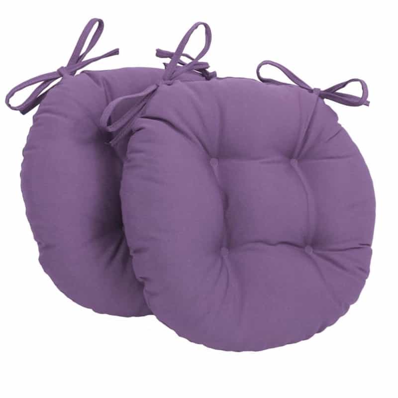 16-Inch Solid Twill Round Tufted Chair Cushions (Set Of 2)