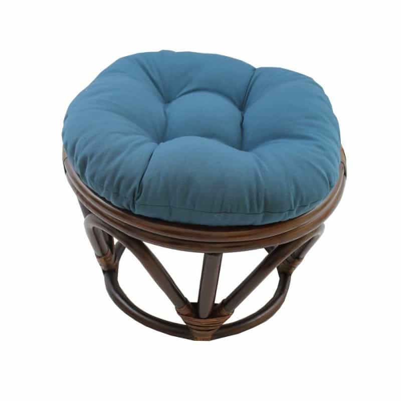 Rattan Footstool With Twill Cushion