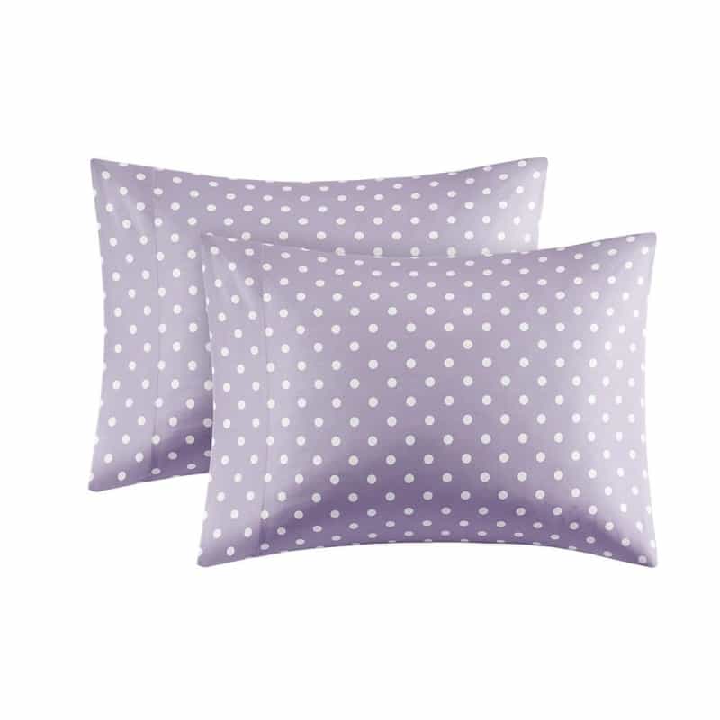 Polka Dot Printed 100% Cotton Sheet Set, Purple Color