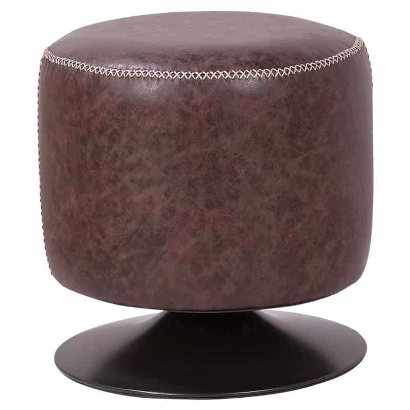 Gaia Faux Leather Round Swivel Ottoman