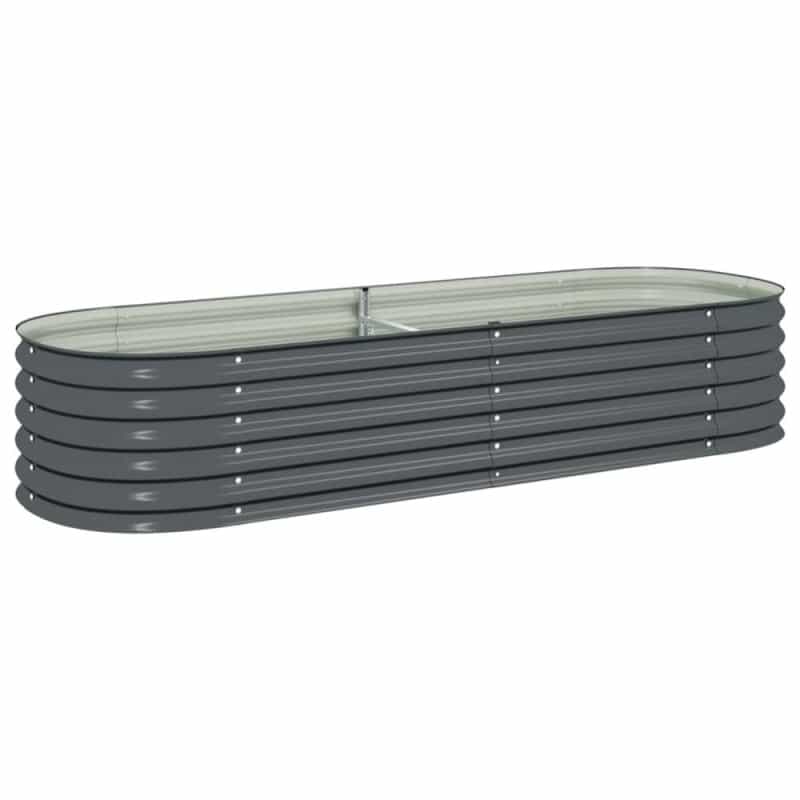 Garden Raised Bed Gray Galvanized Steel Large Durable