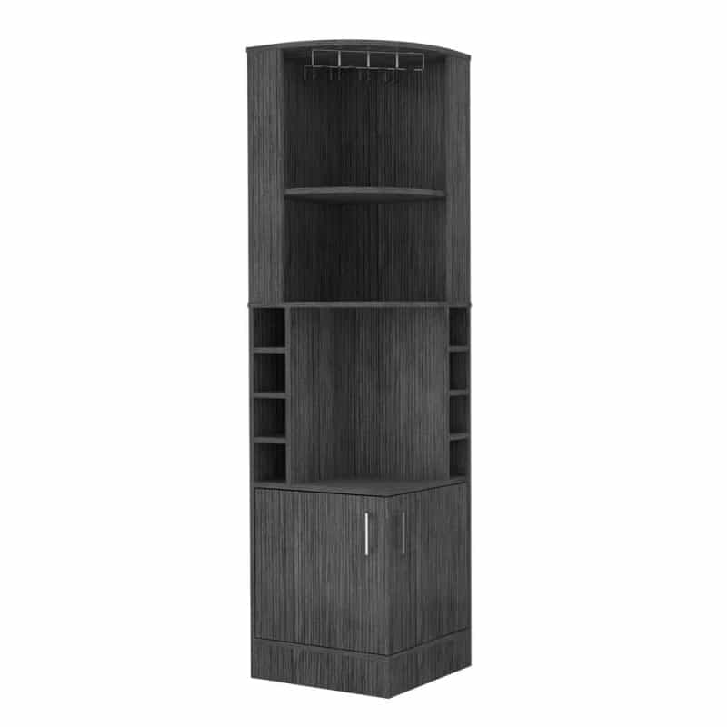 Egina Corner Bar Cabinet - Smoky Oak