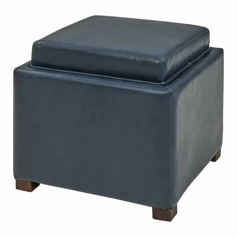 Cameron Bonded Leather Square Storage Ottoman