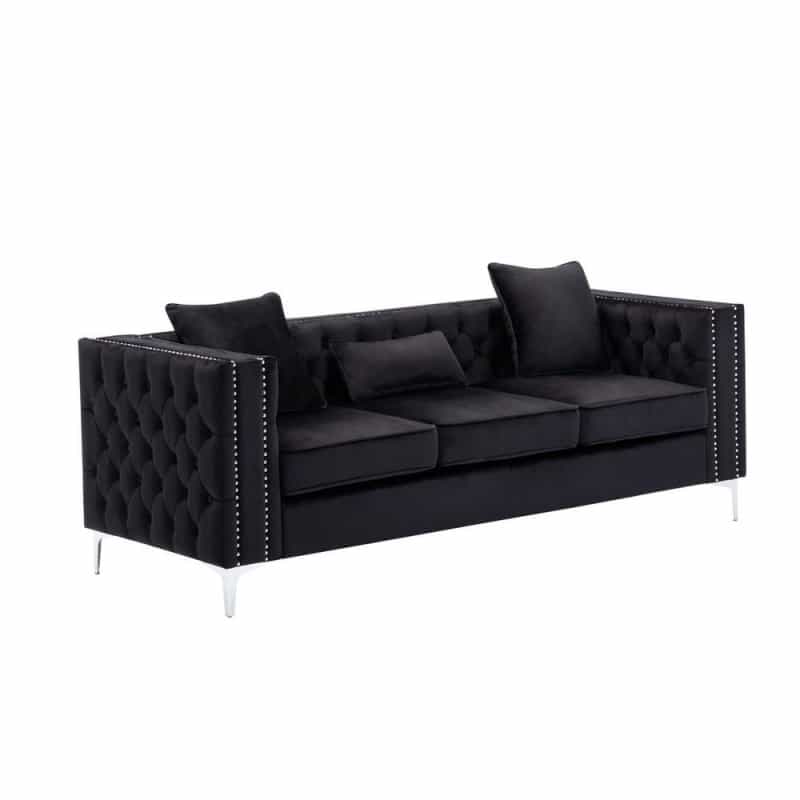 Lilola Lorreto Black Velvet Sofa