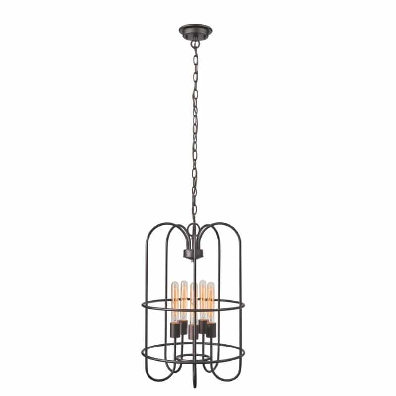 Ironclad Industrial-Style 5 Light Rubbed Bronze Ceiling Pendant 16" Wide