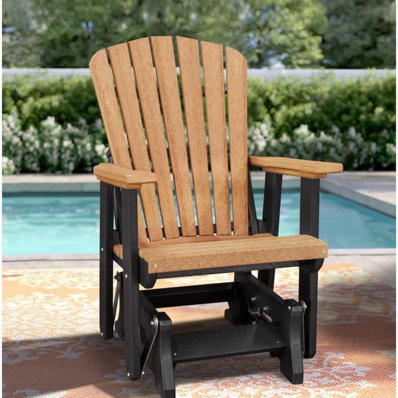 Os Home And Office Model 515Cbk Fan Back Glider In Cedar With A Black Base, Made In The Usa
