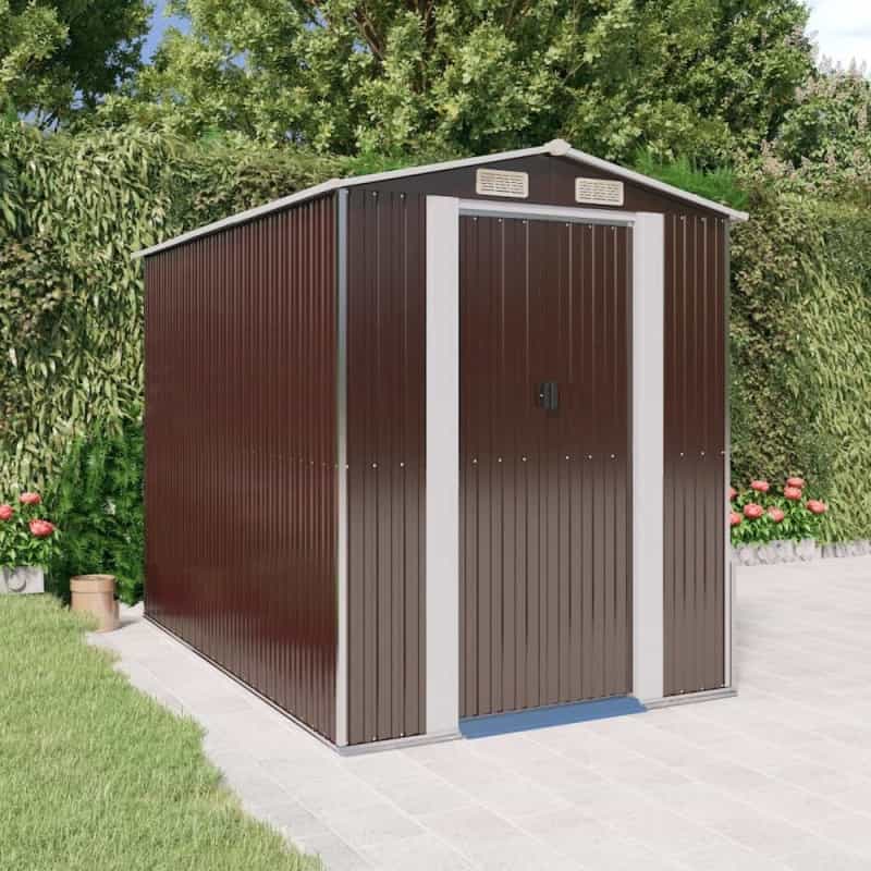 Garden Shed Dark Brown Galvanized Steel Large Garden Shed