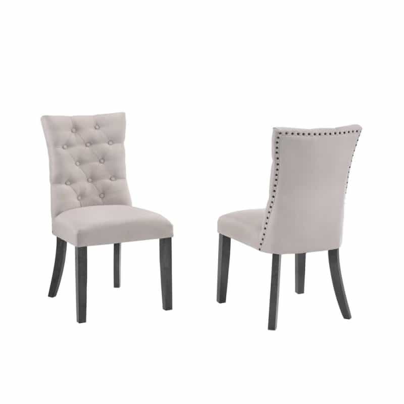 Upholstered Side Chairs With Tufted Buttons And Nailhead Trim