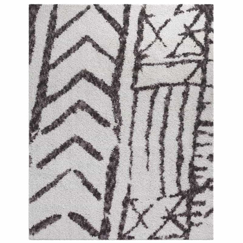 Oasis Juno White And Dark Gray Polyester Area Rug, 5'3 X 7'6"