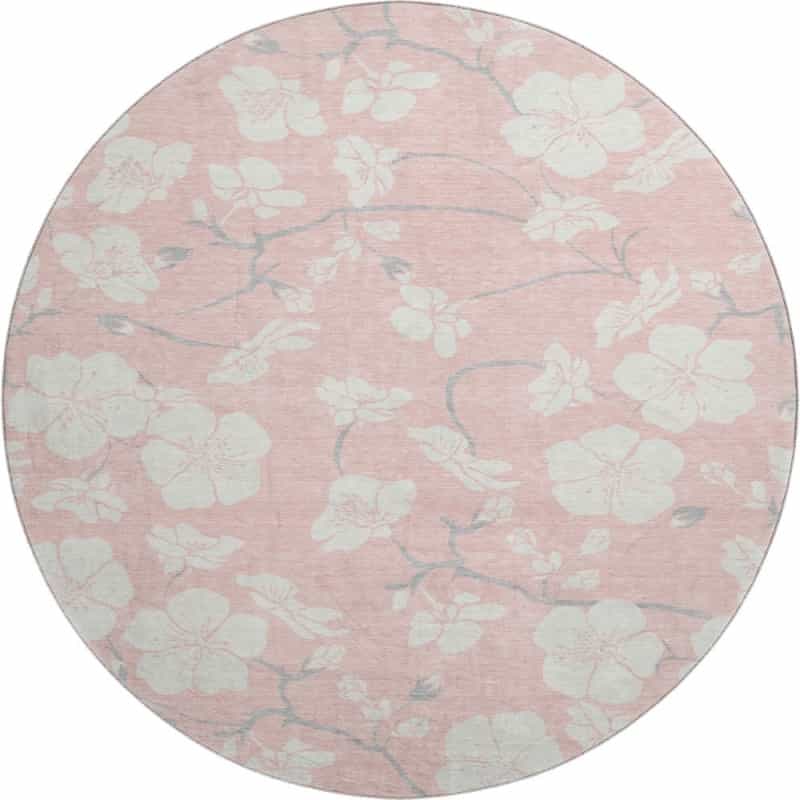 Premium Machine Washable Mayfield Amf1032 Pink 8' X 8' Round Rug