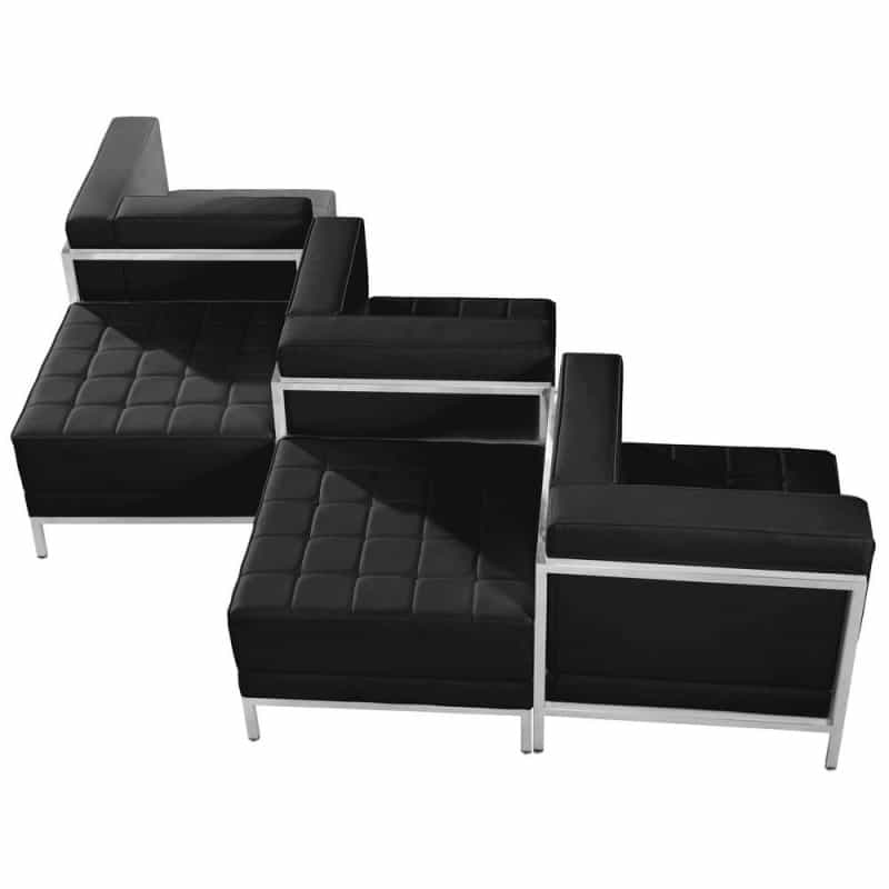 Imagination Black Leathersoft 5 Piece Chair & Ottoman Set